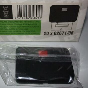 Niko PR20 soft zwart schijfje + toets voor schakelaar of drukknop met rood venstertje-0