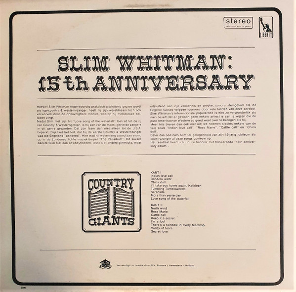 Slim Whitman – 15th Anniversary - Afbeelding 2