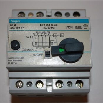 Hager verliesstroomschakelaar 4P 230/400V 40A 300mA-0