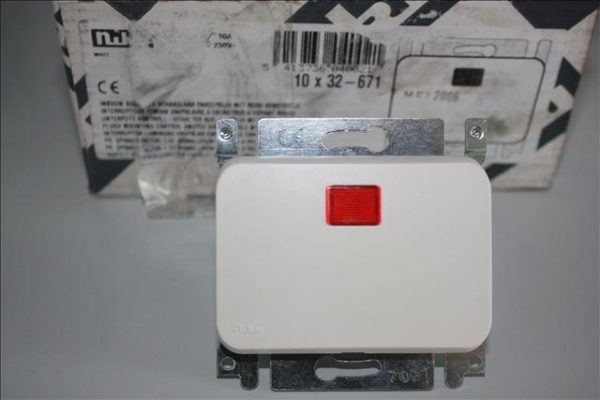 Niko PR20 wit inbouw controleschakelaar enkelpolig met rood venstertje-0