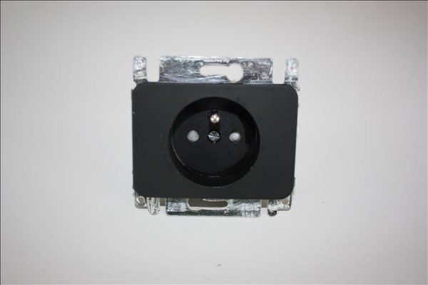 Niko PR20 soft zwart inbouw stopcontact tweepolig + aardpen met veiligheid-0