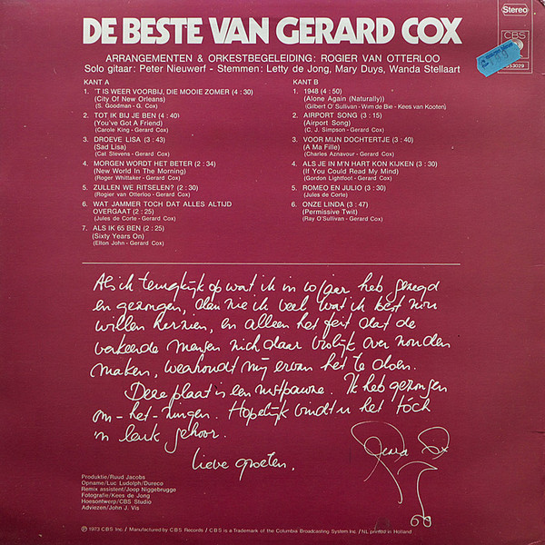 Gerard Cox – De Beste Van Gerard Cox - Afbeelding 2