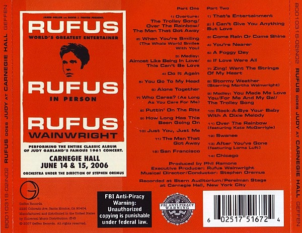 Rufus – Rufus Does Judy At Carnegie Hall 2xCD - Afbeelding 2