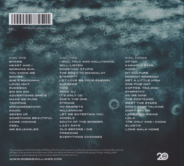 Robbie Williams – In And Out Of Consciousness: Greatest Hits 1990 - 2010 3xCD - Afbeelding 2
