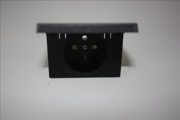 Niko da Vinci Graphite centraal plaatje stopcontact tweepolig met aarding 28.5mm diep + klapdeksel-0