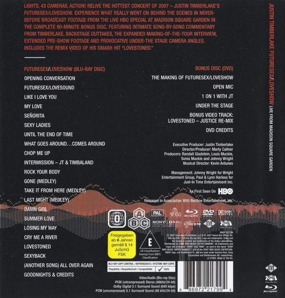 Justin Timberlake – Futuresex/Loveshow (Live From Madison Square Garden) 2xDVD - Afbeelding 2