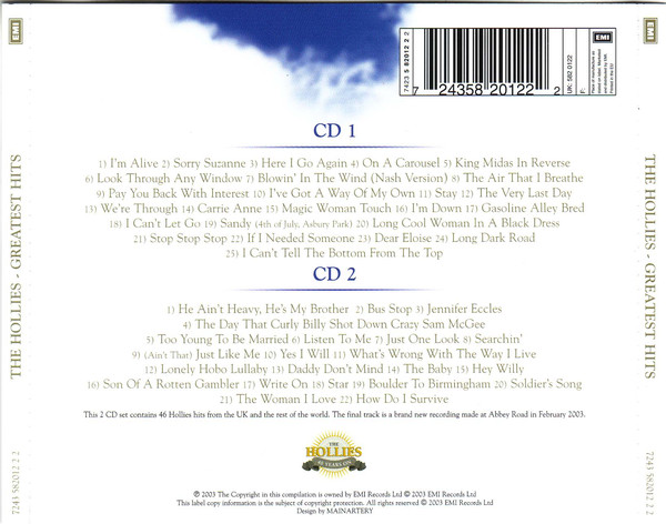 Hollies, The – Greatest Hits 2xCD - Afbeelding 2