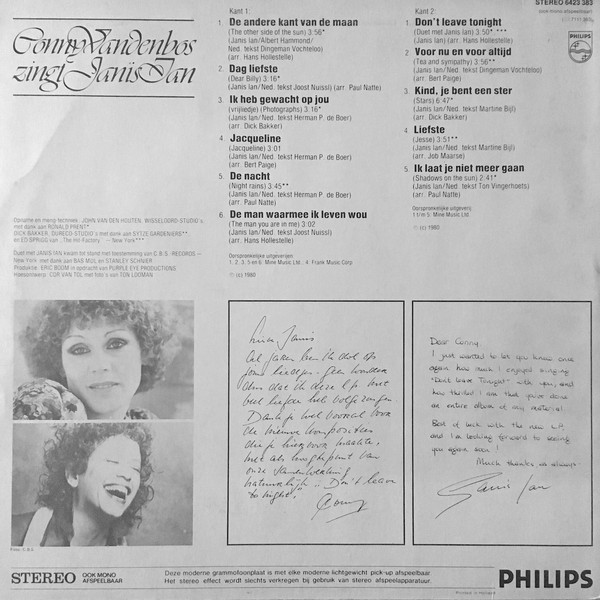 Conny Vandenbos – Conny Vandenbos Zingt Janis Ian - Afbeelding 2