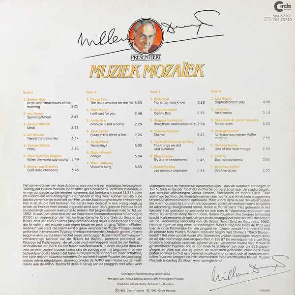 Various – Willem Duys Presenteert Muziek Mozaïek 2xLP - Afbeelding 2