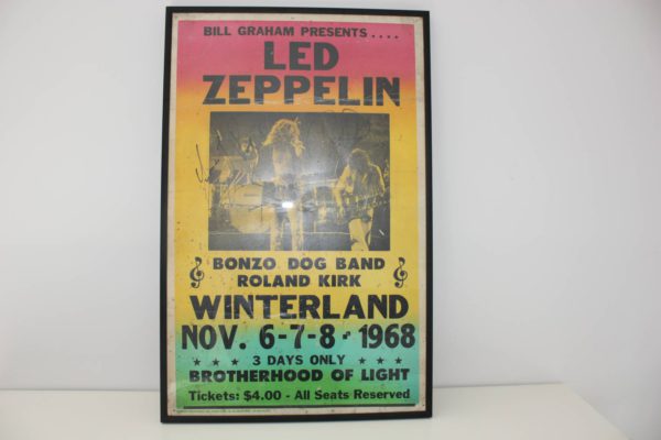 Concertaffiche Led Zeppelin Winterland 1968 met handtekeningen Robert Plant & Jimmy Page-0