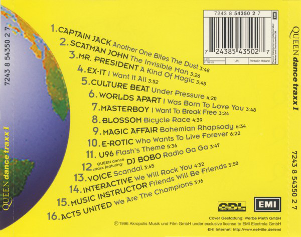 Queen Dance Traxx I. (Dj. Bobo, Scatman, Masterboy, U96, Mr. President,  Captain Jack, E-Rotic) cd