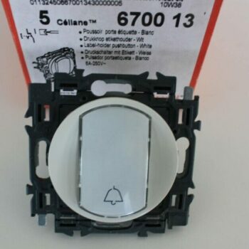 Legrand Céliane wit drukknop met etikethouder 6A 250V 670013-0