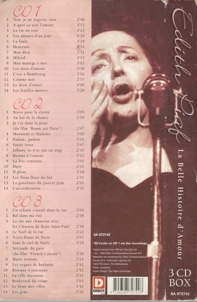 Edith Piaf – La Belle Histoire D'Amour 3xCD BOX - Afbeelding 2