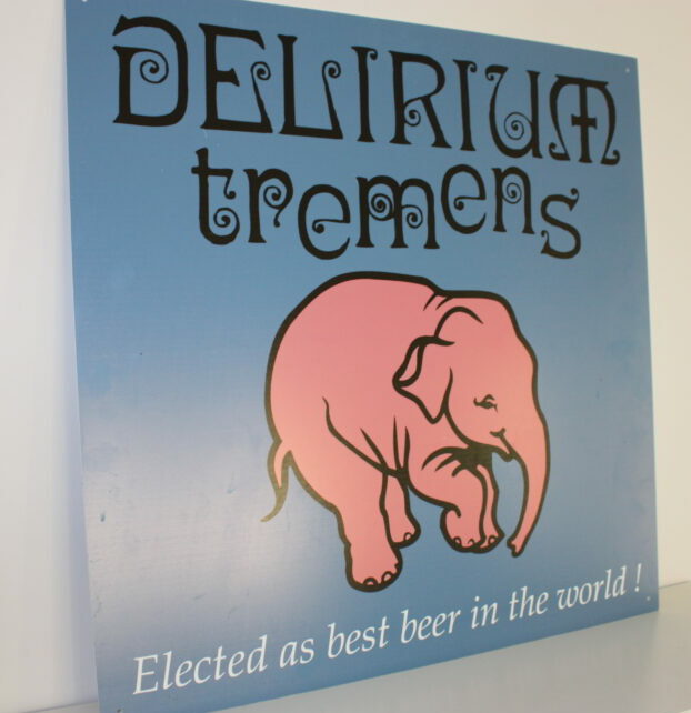 Reclamebord Delirium Tremens kunststof 62cmx62cm