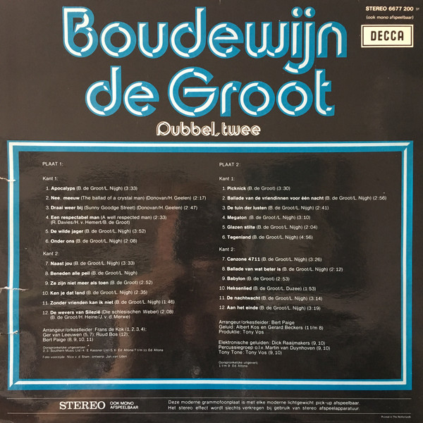 Boudewijn de Groot – Dubbel, Twee - Afbeelding 2