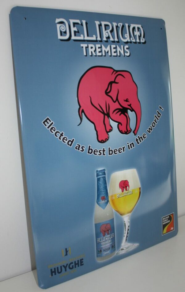 Reclamebord Delirium Tremens metaal 39cmx29cm
