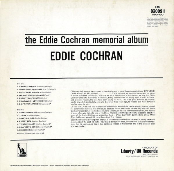 Eddie Cochran – The Eddie Cochran Memorial Album - Afbeelding 2