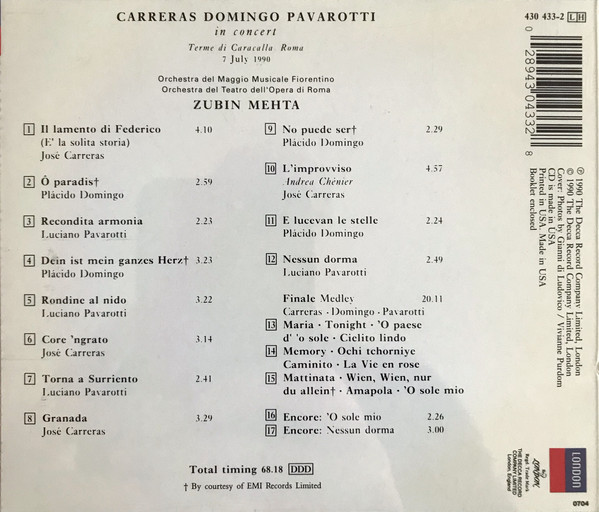 Carreras, Domingo, Pavarotti, Mehta – In Concert - Afbeelding 2