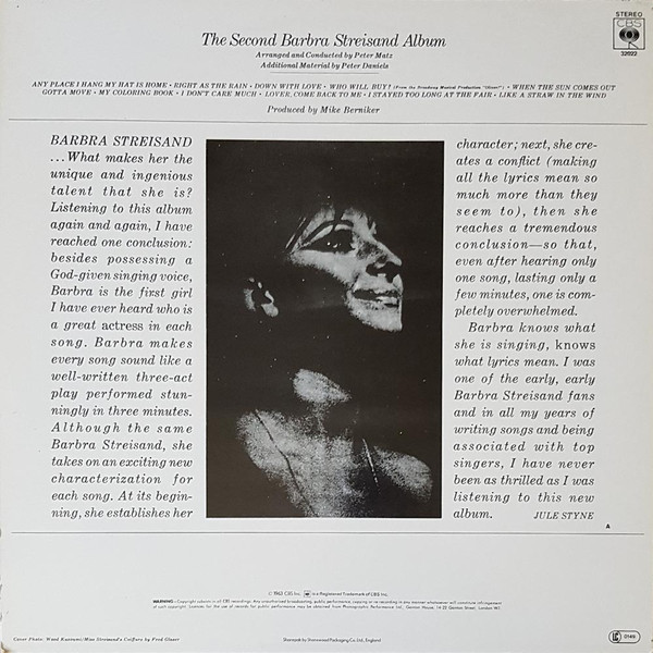 Barbra Streisand – The Second Barbra Streisand Album - Afbeelding 2