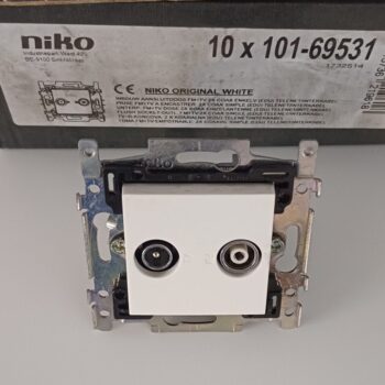 Niko White aansluitdoos FM+TV 2x coax (Telenet-Interkabel) 101-69531