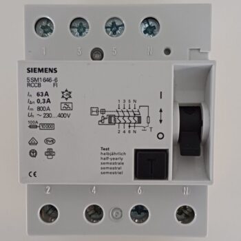 Siemens verliesstroomschakelaar 4P 230V/400V 63A 300mA 5SM1 646-6