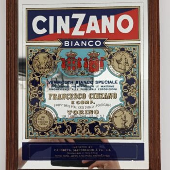 Spiegel Cinzano 32cmx25cm, houten kader
