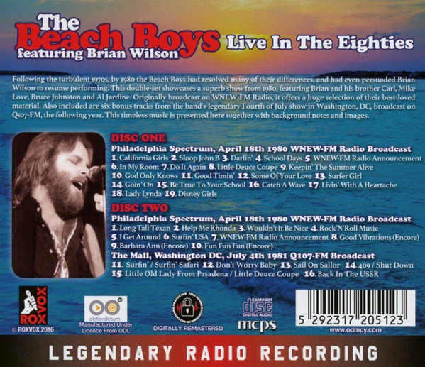 Beach Boys, The featuring Brian Wilson – Live In The Eighties 2xCD - Afbeelding 2