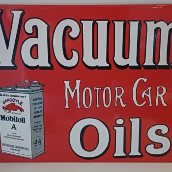Emaille Reclamebord Vacuum Oils 30cmx20cm
