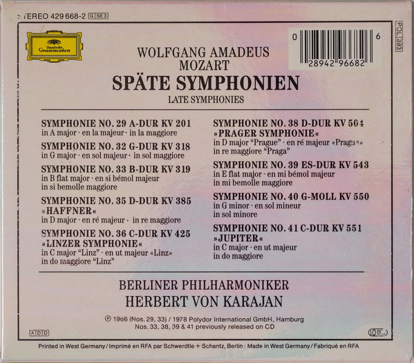 Mozart - Berliner Philharmoniker, Karajan – Late Symphonies 3xCD - Afbeelding 2