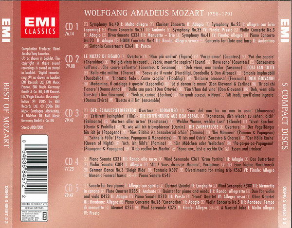 Mozart – Best Of Mozart 5xCD - Afbeelding 2
