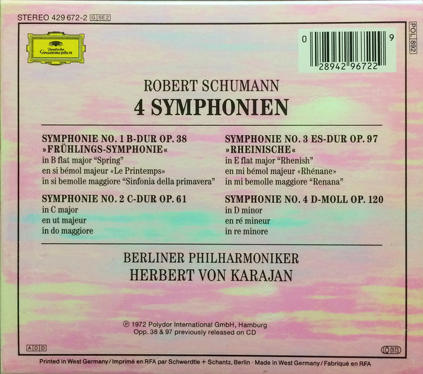 Schumann - Berliner Philharmoniker, Karajan – 4 Symphonien 2xCD - Afbeelding 2
