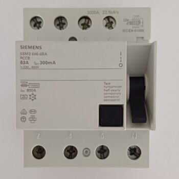 Siemens verliesstroomschakelaar 4polig 63A 300mA 400V 5SM3 646-6BA gebruikt