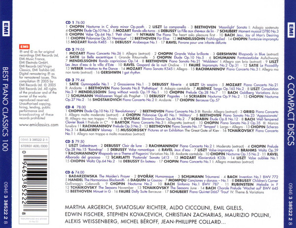 Various – Best Piano Classics 100 6xCD - Afbeelding 2
