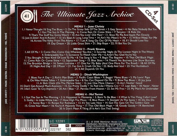 June Christy / Frank Sinatra / Dinah Washington / Mel Tormé – The Ultimate Jazz Archive - Vocalists 4xCD - Afbeelding 2