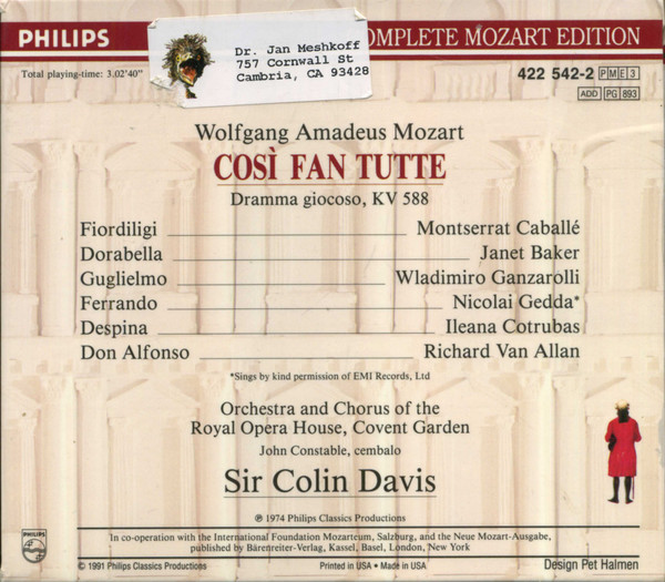 Mozart - Cosi Fan Tutt 3xCD - Afbeelding 2