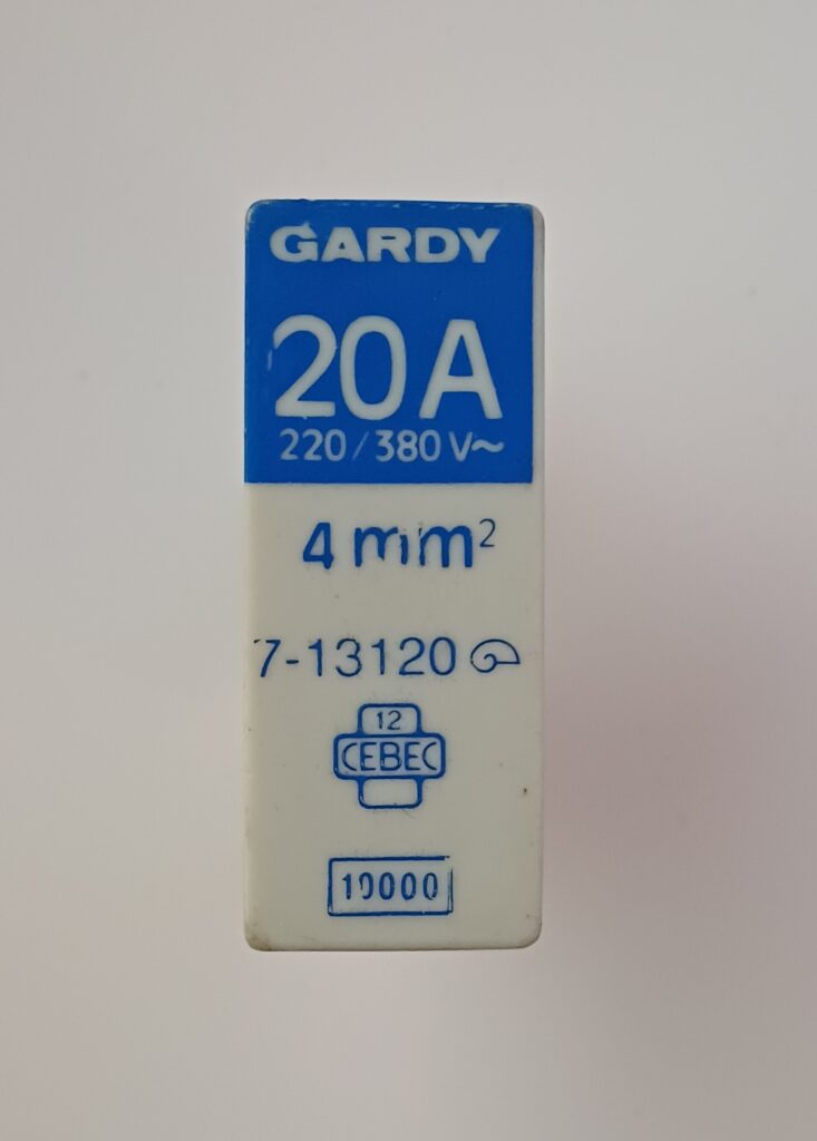 Gardy penzekering 20A 220/380V 20mm 7-13120