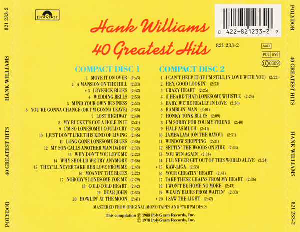Hank Williams – 40 Greatest Hits 2xCD - Afbeelding 2